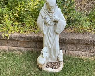 Outdoor Man And Bunny Statue