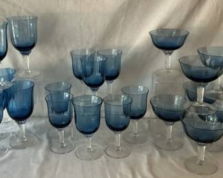 Gorham Crystal Octette Blue Glasses