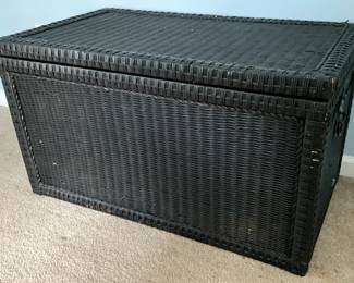 Dark Wicker And Wood Storage Trunk