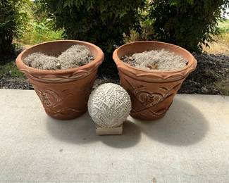 Plaster Planters And Decorative Globe