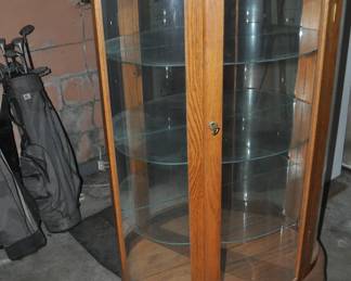 Curved Glass China Cabinet with Glass Shelves 