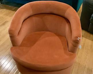 Orange velvet Barrel chairs - there is a pair!