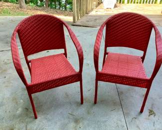 Red vinyl outdoor chairs