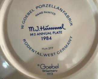 MJHummel14th Annual Plate 1984 Hum277  Goebel W Germany 1973