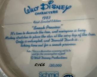 Schmid Walt Disney Characters 1983 1st Limited Edition entitled "Sneak Preview"