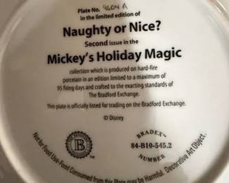 Limited Edtion Mickeys Holiday Magic Plate #9604A entitled "Naughty or Nice"