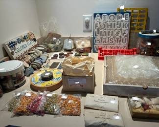 Misc beads, clay samples, shape cutters, etc