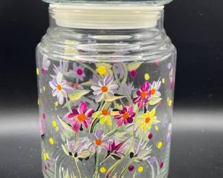 Hand-painted enameled apothecary jar