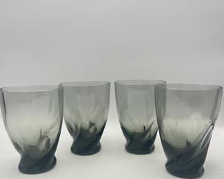Set of 4 Smoky Gray twisted rocks glasses