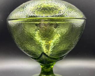Hazel Atlas Pebbled Green Candy Dish