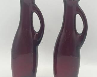 Pair of ruby red cruets