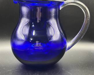 Handblown Cobalt Blue Pitcher