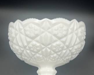 Press cut milk glass bowl/compote