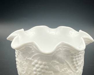 Imperial Glass ruffled milk glass bowl