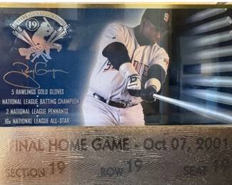 Tony Gwynn signed 20 year celebration plaque