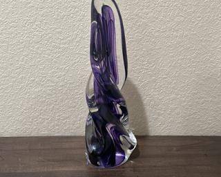 Signed Jim Karg Purple Art Glass Sculpture 