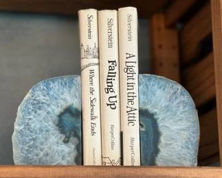 Agate Bookend and Shel Silverstein Books with Covers