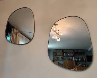 Asymetrical Modern Brass Wall Mirrors:  27"x 35" & 23" x 30" 