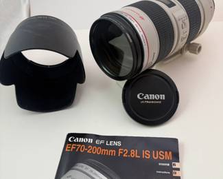 Canon 70-200mm f/2.8L EF IS USM Lens with original hood, tripod mount and manual
