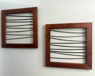 3 Oiled Walnut Frames with leather straps (only 2 pictured) Great for Polaroids or Jewelry Display. 23' x 23"