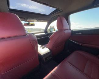 2015 Lexus IS 350.  ~52,000 miles. Zero accidents. F-Sport package, red leather heated/aircon'd seats.  Minor cosmetic scrapes.  Side mirror plastic cracked.  More pics available upon request.