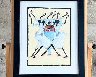This lot features an original watercolor by listed artist, Martino Dorce. Signed lower right, professionally framed, and measures in frame, 22.75” H x 18.75” W.