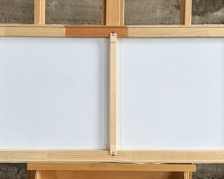 “Confrontation”, a limited edition giclee canvas print by listed artist, Simon Combes. Measures in frame, 18” H x 36” W.   