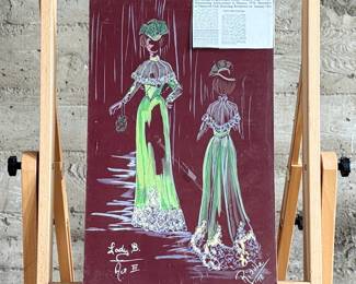 “Lady B”, an original gouache work of art, signed by Garland Riddle circa 1978. Measures, 22” H x 14” W.