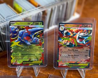 This lot features a large Pokemon trading card collection full of holos, bulk, ex cards, full art, and more. Some Japanese & Korean cards included too!