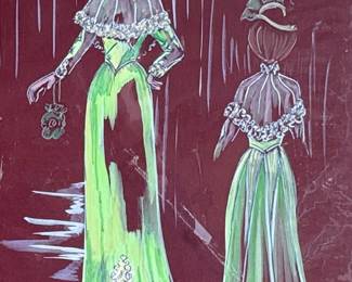 “Lady B”, an original gouache work of art, signed by Garland Riddle circa 1978. Measures, 22” H x 14” W.