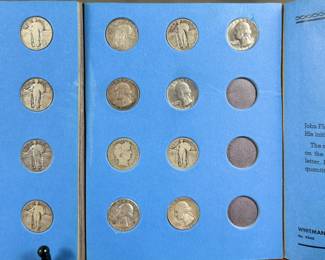 This lot features a beautiful collection of silver quarters, held and displayed in a Whitman folder. There are a total of thirty-three (33) silver quarters.