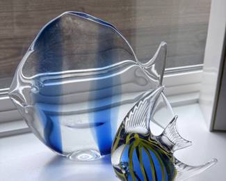 Pair of Murano Style Glass Fish Sculptures