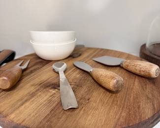 Acacia Wood Cheese Board and Utensil Set