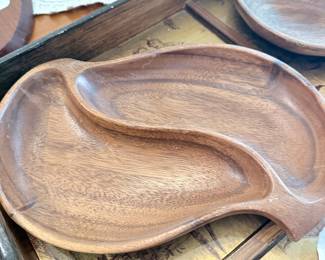 Vintage Monkey Pod Wood Divided Serving Platter