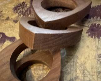 Set of Three Wooden Geometric Napkin Rings