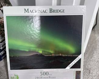 Mackinac Bridge Aurora Borealis 500-Piece Jigsaw Puzzle by MI Puzzles