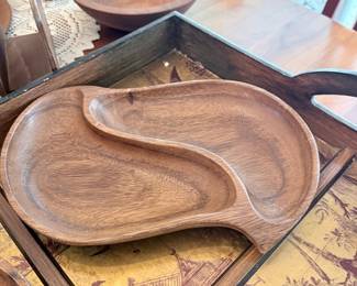 Monkey Pod Wood Divided Serving Tray