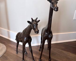 Bronze Giraffe Sculptures (Pair)