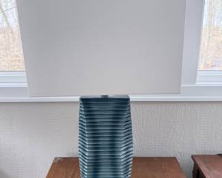 Ribbed Ceramic Table Lamp in Blue