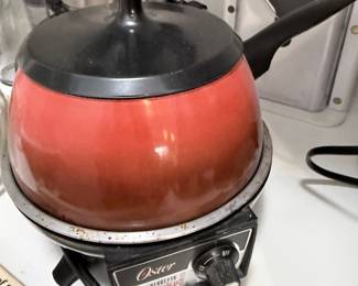 Vintage Oster Electric Fondue Pot - Red