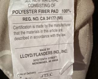Lloyd/Flanders Upholstery Tag