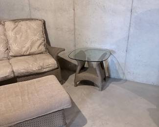 Wicker and Glass Patio Set