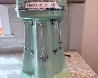 Vintage Hamilton Beach Jadeite Green Triple Spindle Drink Mixer