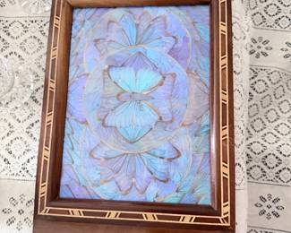 Vintage Blue Morpho Butterfly Wing Inlaid Tray