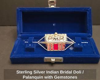 Sterling Silver Indian Bridal Doli or Palanquin with Gemstones second image