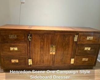 Henredon Scene One Campaign Style Sideboard Dresser