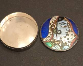Sterling Silver Meenakari Trinket Box with Portrait