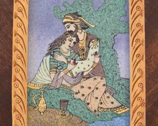 Mughal Miniature Painting Gemstone Inlaid Wooden Box