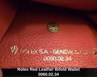 Rolex Red Leather Bifold Wallet