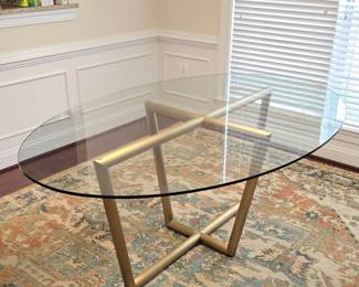 Mitchell Gold Bob Williams Oval Glass Dining Table